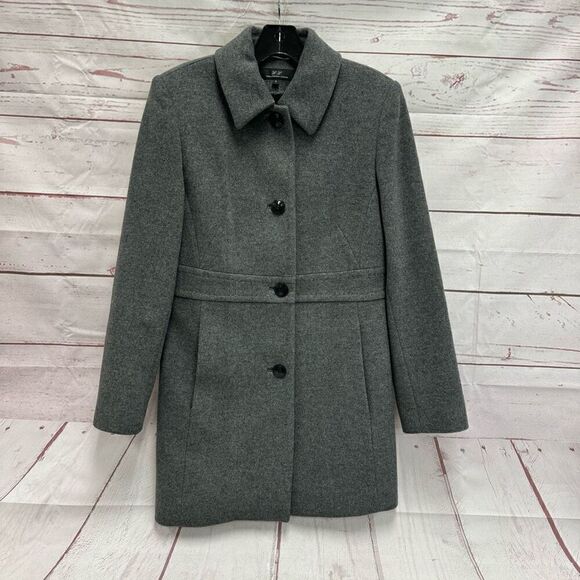 L.L. Collezioni Italia Gray Wool Cashmere Peacoat Jacket Women’s Size 8 - Picture 1 of 8